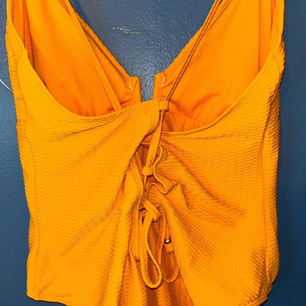 Jessica Simpson Women Orange Textured One Pc XL Swimsuit Summer Beachwear Boho - Picture 4 of 11